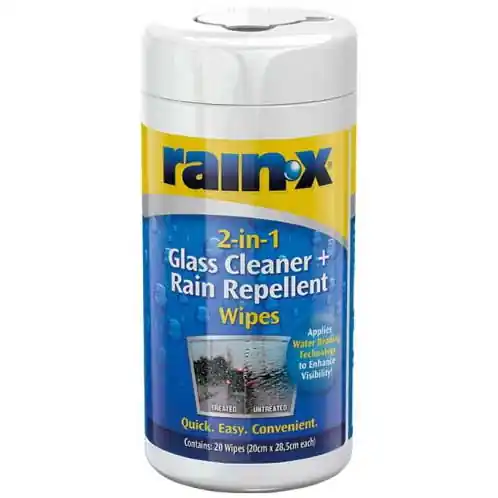 Ušetřete více - Čistící utěrky s tekutými starači Rain-X 2-IN-1 Glass Cleaner + Rain Repellent Wipes (20 ks)