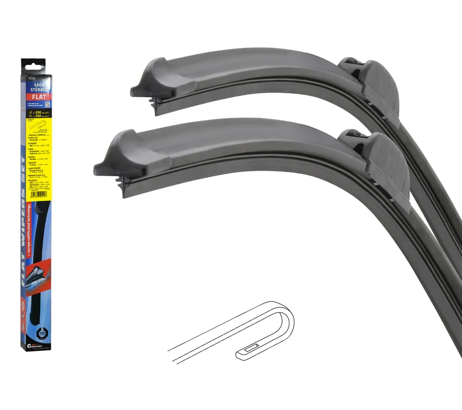 Premium - Stěrače FLAT SET (HOOK) 550+550mm
