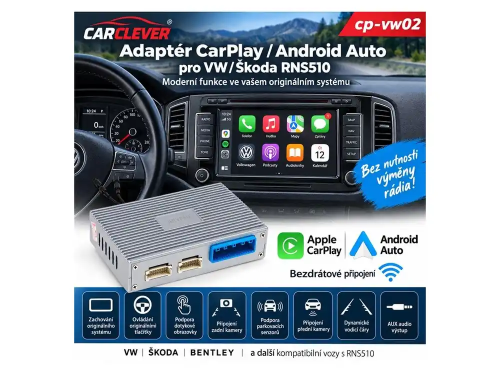 Adaptér CarPlay/Android Auto VW/Škoda RNS510 - Nabídka