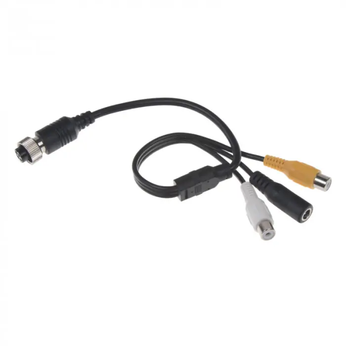 Kabel video 4pin samice / RCA samice + DC - Outlet