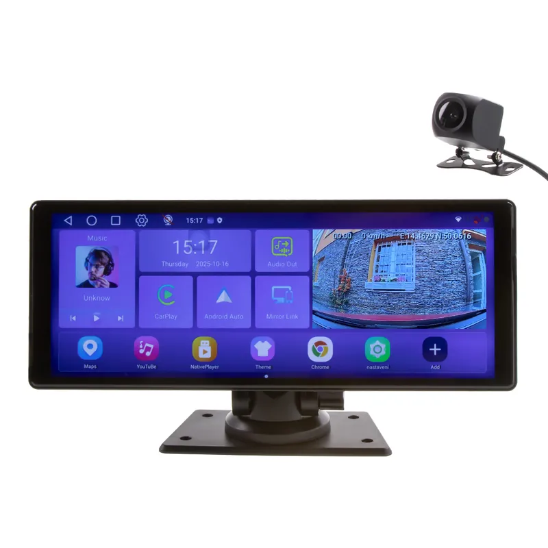 Monitor 10,26" s OS Android + Apple CarPlay, Android auto, Bluetooth, micro SD, GPS, DVR - Top produkt