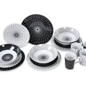 Žádaný produkt | 16dílný set melaminového nádobí Camp4 Black-White Premium